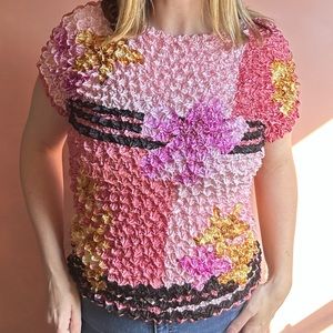 Popcorn Style Short Sleeve Y2K Top